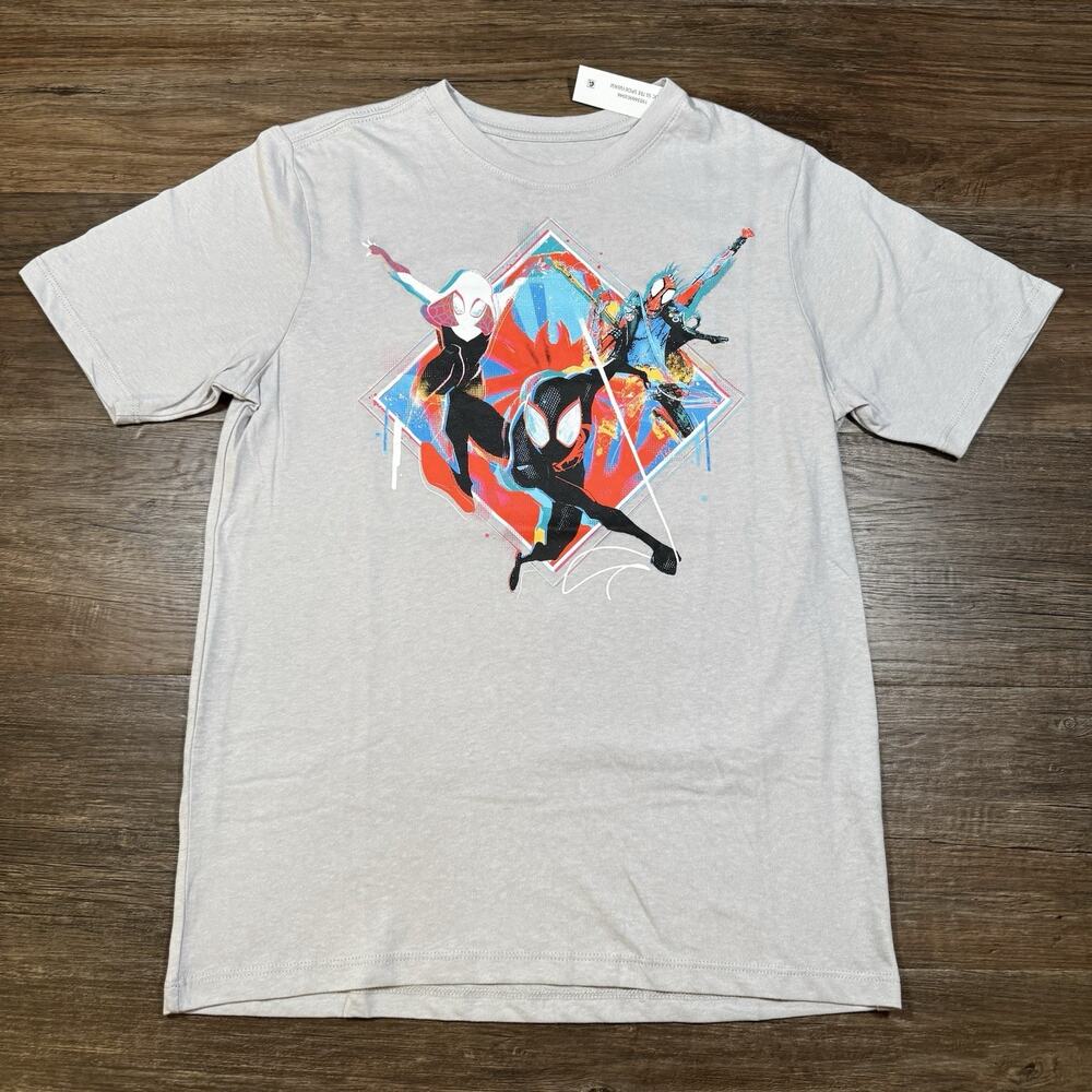 Spider-Man Across Spider-Verse Shirt Boys XL 14-16 Gray Miles Morales NWT